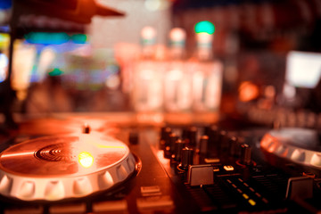 DJ console at the nightclub. Nightlife