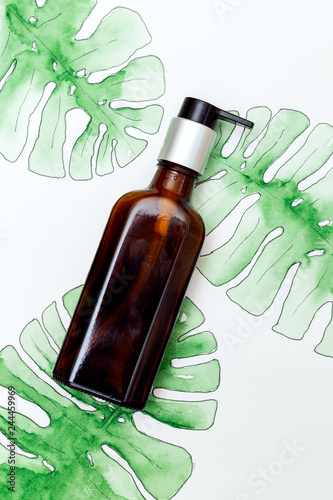 Fotografie, Obraz Ecological packaging and watercolor leaf monstera. Vertical