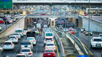 traffic jam on the highway in the rush hour at bangkok,thailand.