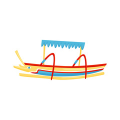 Wall Mural - colorful balinese jukung. traditional bali fishing boat. wooden indonesian canoe. marine vehicle. fl