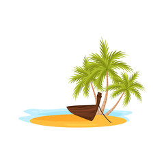 Wall Mural - blue ocean water, green palm trees and traditional wooden boat on sand. travel to bali, indonesia. f