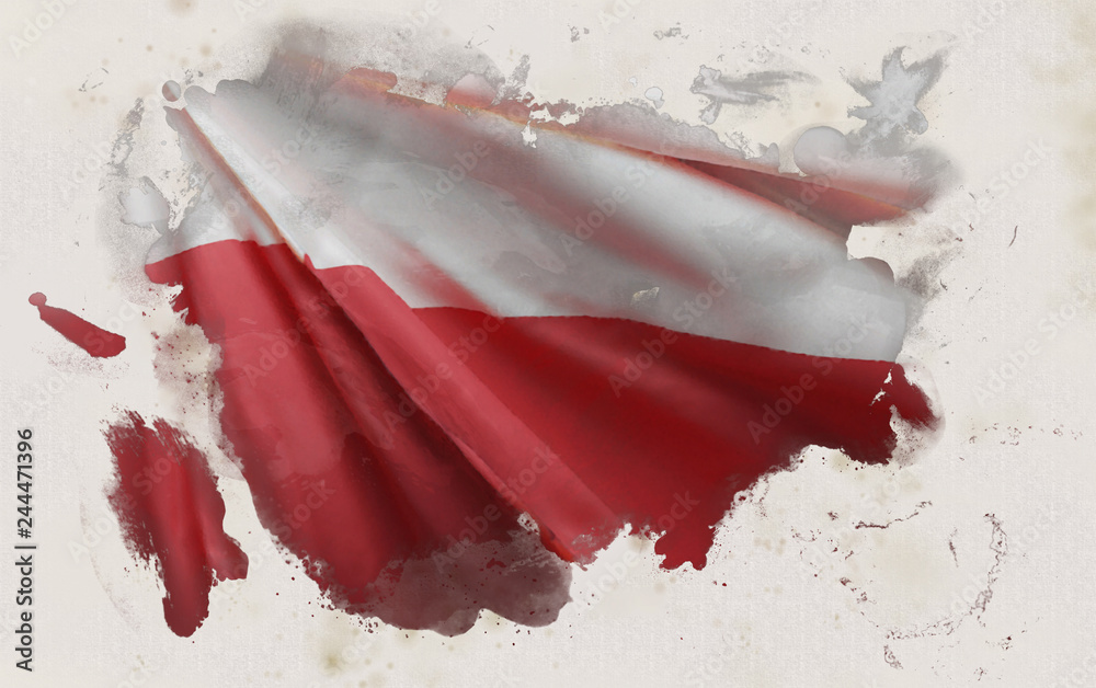 Polish Flag, Poland National Colors Background  <<3D Rendering>> - obrazy, fototapety, plakaty 