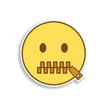 Mouth To Lock Colored Emoji Sticker Icon. Element Of Emoji For Mobile Concept And Web Apps Illustration.