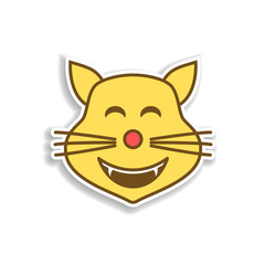 Poster - happy cat colored emoji sticker icon. Element of emoji for mobile concept and web apps illustration.
