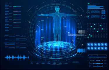Poster - abstract technology ui futuristic concept hud interface hologram elements of digital data chart, com