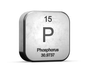 Fototapete - Phosphorus element from the periodic table. Metallic icon 3D rendered on white background