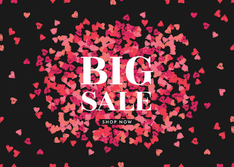 Wall Mural - Heart-shaped Confetti Sale Poster Template