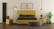 Black and yellow master bedroom