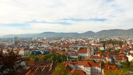 Wall Mural - The panorama of the city of Graz in Austria, Europe.
