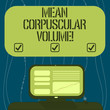 Text sign showing Mean Corpuscular Volume. Conceptual photo average volume of a red blood corpuscle measurement Mounted Computer Screen with Line Graph on Desk Blank Color Text Box