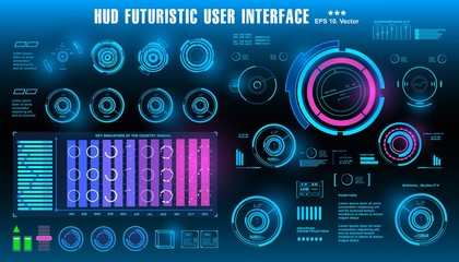 Wall Mural - Sci-fi futuristic hud dashboard display virtual reality technology screen, target