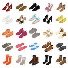 Shoes Sign 3d Icon Set Isometric View. Vector
