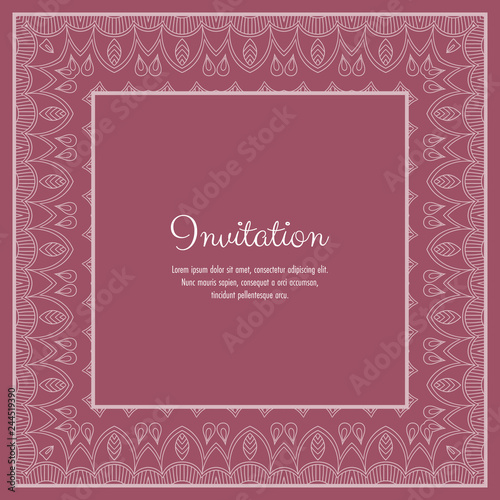 Fotografía Abstract ornamental lace frame for greeting card or invitation