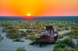 The ecological catastrophy on the Aral Sea in Uzbekistan, Ship Graveyard in Muynak