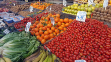 Street Market With Fresh Fruits And Vegetables