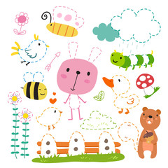 Wall Mural - animals worksheet vector design