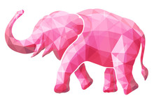 Beautiful Low Poly Illustration With Pink Elephant