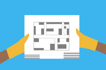 Poster - Hands holding a building plan
