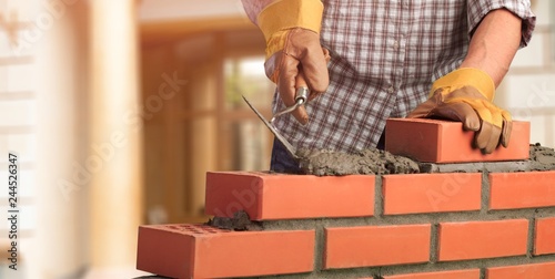 Fotografía Masonry build bricklayer construction handyman layer trowel