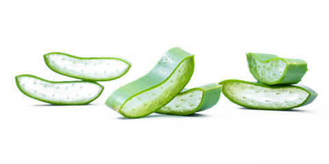 Wall Mural - Aloe vera sliced isolated on white