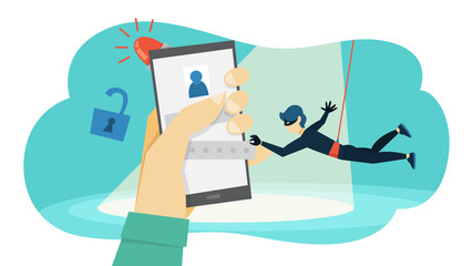 Poster - Thief steal personal data with password. Cyber crime