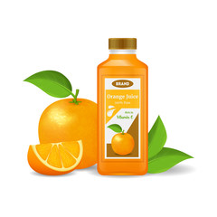 Canvas Print - Realistic Detailed 3d Orange Juice Isolated on a White Background. Vector