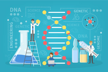 Genetic engineering concept. Biology and chemistry experiment