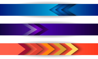 set of site abstract header blue, purple and pink colors with arrows