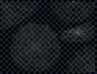 Wall Mural - Spider web set. Cobweb illustration for halloween design. Vector background.