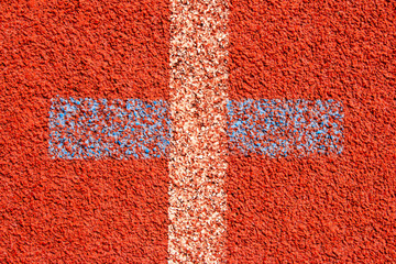 Wall Mural - Red running track Synthetic rubber on the athletic stadium.