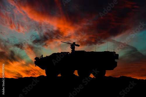 Fotografia American interim armored vehicle silhouette / 3d illustration