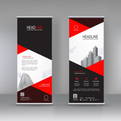 Wall Mural - Roll up banner stand brochure flyer vertical template design, covers ,infographics ,vector abstract geometric background, modern x-banner and flag-banner advertising design element