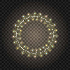 Aufkleber - Circle of Christmas garland on a transparent background. Round frame, vector illustration.