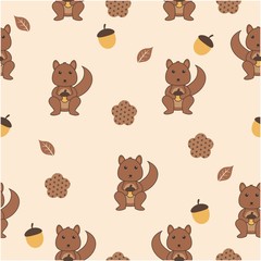 Wall Mural - Cute squirrel seamless pattern background