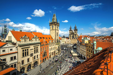 Canvas Print - Prague Old Town Square and Church of Mother of God before Tyn in Prague, Czech Republic.