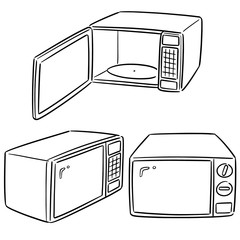 Sticker - vector set of microwave oven