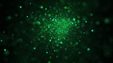 Fototapeta  - Abstract blurred green lights. Fantasy colorful holiday bokeh background. Digital fractal art. 3d