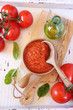 Mediterranean cuisine. Provencal sauce of ripe tomatoes, olive oil and basil