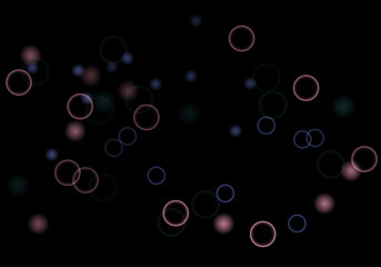 Aufkleber - Bokeh in abstract style on black background. Illuminated design. Vector abstract geometric background. Bright bokeh texture. Bokeh. Modern wallpaper. Vector holiday design.