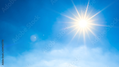 Fotomural Summer background, wonderful blue sky with bright sun