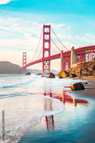 Zdjęcie XXL Most Golden Gate o zachodzie słońca, San Francisco, Kalifornia, USA
