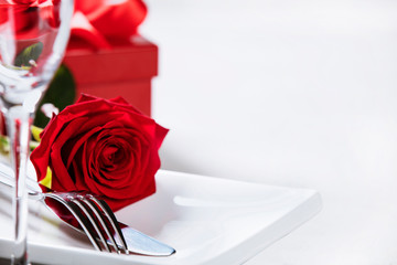 valentine's day or romantic dinner concept, close up