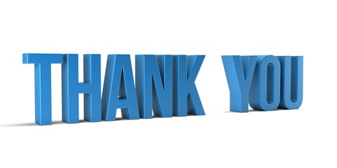 Wall Mural - thank you word. 3d render illustration in white background