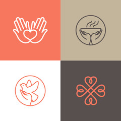 Poster - Vector set of logo design templates - charity and volunteer concepts ropic organisations