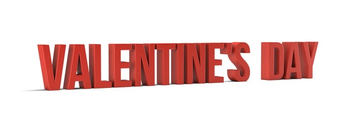 Wall Mural - Valentine day word. 3D Render illustration in white background