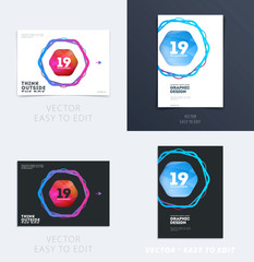 Wall Mural - Design of brochure smooth soft template. Creative abstract set, annual report, horizontal cover, flyer in A4 with colourful lines waves for branding, exhibition. Business vector presentation.