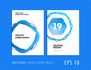 Wall Mural - Design of brochure smooth soft template. Creative abstract set, annual report, horizontal cover, flyer in A4 with colourful lines waves for branding, exhibition. Business vector presentation.