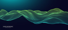 Abstract Background With Waves. 3D Surface.