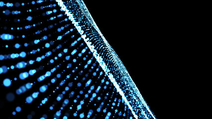 Poster - music abstract background blue. abstract polygonal low poly wave background with connecting dots and