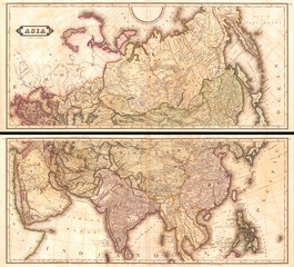  1820, Lizars Wall Map of Asia, in two panels